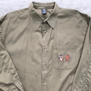 🔥Vintage 1997 Warner Bros Looney Tunes Mens Button Down Tasmanian Devil XL